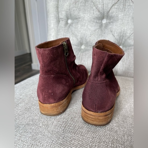 Kork Ease Maroon Suede Ankle Boots womens size 6.5 Leather Side Zip - Picture 4 of 5